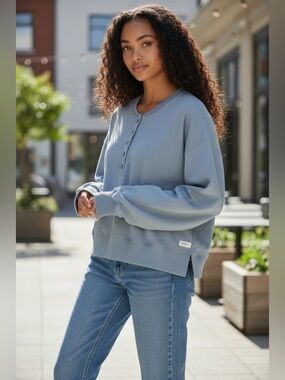 Vuori Laguna Stretch Organic Cotton Henley Sweatshirt